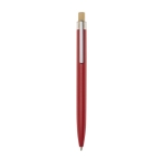 Stylo en aluminium et bambou avec détail transparent à encre noire couleur rouge