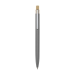 Stylo en aluminium et bambou avec détail transparent à encre noire couleur gris