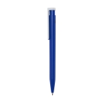 Stylo en plastique recyclé de divers coloris à encre bleue couleur bleu roi vue latérale