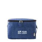 Sac isotherme en polyester pour 6 canettes avec sangle ajustable couleur bleu avec zone d'impression