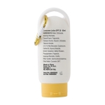 Crème solaire protection SPF 30 à mousqueton et bouchon assorti 60ml couleur jaune troisième vue