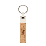 Élégant porte-clés personnalisé en liège avec une touche de métal Cork couleur marron avec zone d'impression