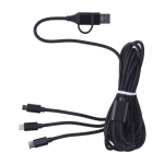 Set de câbles de recharge en nylon avec différents connecteurs couleur noir première vue
