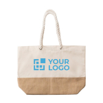 Sac en jute et coton résistant avec poignées renforcées Jute Summer couleur kaki avec zone d'impression