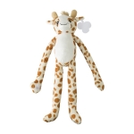 Girafe en peluche avec velcro sur les mains, étiquette personnalisable couleur multicolore première vue