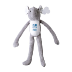 Éléphant en peluche à longs membres et velcro sur les mains couleur multicolore avec zone d'impression