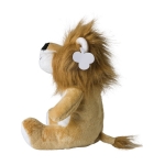 Lion en peluche avec étiquette personnalisable et yeux brodés couleur beige deuxième vue
