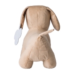 Chien en peluche en velours côtelé avec yeux brodés et étiquette couleur marron cinquième vue