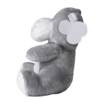 Petit hippopotame en peluche avec yeux brodés et étiquette couleur multicolore deuxième vue