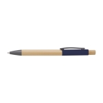 Stylo en bambou avec détails colorés en aluminium, encre bleue couleur bleu première vue