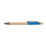 Stylo en bambou avec détails colorés en aluminium, encre bleue couleur bleu ciel première vue