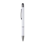 Stylo en aluminium avec grip en papier roulé, encre bleue couleur blanc première vue