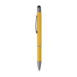 Stylo en aluminium avec grip en papier roulé, encre bleue couleur jaune première vue