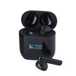 Écouteurs présentés dans une boîte assortie avec chargeur USB-C couleur noir avec zone d'impression