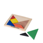 Puzzle tangram en bois de différentes couleurs à personnaliser Shape couleur marron avec zone d'impression