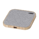 Chargeur à induction carré en bambou avec détails en RPET couleur gris première vue