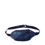 Sac banane en polyester déperlant à sangle réglable couleur bleu avec zone d'impression