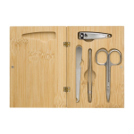 Set de manucure avec quatre outils dans une boîte en bambou Beauty couleur marron deuxième vue