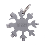 Outil multifonction en forme de flocon de neige Snowflake couleur argenté avec zone d'impression