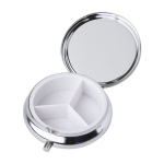 Pilulier rond en métal avec trois sections et miroir Mirror couleur argenté troisième vue