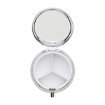 Pilulier rond en métal avec trois sections et miroir Mirror couleur argenté quatrième vue