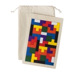 Jeu de puzzle avec 40 pièces en bois colorées couleur marron troisième vue