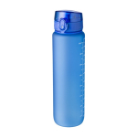 Gourde en RPET avec mesures et heures de consommation imprimées 1L couleur bleu ultramarine deuxième vue