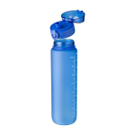 Gourde en RPET avec mesures et heures de consommation imprimées 1L couleur bleu ultramarine troisième vue