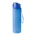 Gourde en RPET avec mesures et heures de consommation imprimées 1L couleur bleu ultramarine cinquième vue