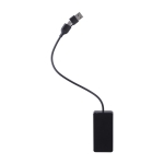 Hub USB en aluminium avec 2 ports USB-A et 1 port USB-C couleur noir troisième vue