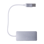 Hub USB en aluminium avec 2 ports USB-A et 1 port USB-C couleur argenté première vue
