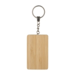 Porte-clés promotionnel en bambou intégrant plusieurs câbles de charge couleur marron première vue