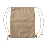 Sac à dos ficelle en RPET et liège avec poche frontale couleur kaki troisième vue