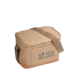 Sac isotherme en RPET et base en liège avec poche frontale couleur kaki avec zone d'impression