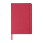 Carnet A5 en carton recyclé avec élastique et ruban à pages lignées couleur rouge première vue