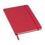 Carnet A5 en carton recyclé avec élastique et ruban à pages lignées couleur rouge deuxième vue