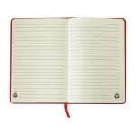 Carnet A5 en carton recyclé avec élastique et ruban à pages lignées couleur rouge cinquième vue