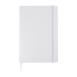 Carnet A5 en carton recyclé avec élastique et ruban à pages lignées couleur blanc première vue