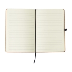 Carnet en cuir recyclé avec porte-stylo A5 à pages lignées couleur noir troisième vue