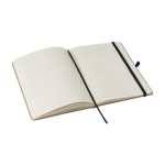 Carnet en cuir recyclé avec porte-stylo A5 à pages lignées couleur noir quatrième vue