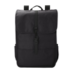 Sac à dos en RPET avec deux poches latérales et une sangle à boucle couleur noir première vue