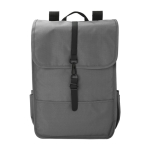 Sac à dos en RPET avec deux poches latérales et une sangle à boucle couleur gris première vue