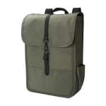 Sac à dos en RPET avec deux poches latérales et une sangle à boucle couleur vert deuxième vue