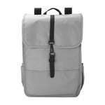 Sac à dos en RPET avec deux poches latérales et une sangle à boucle couleur gris clair première vue