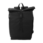 Sac à dos roll-top en RPET 600D avec fermeture velcro et boucle couleur noir première vue