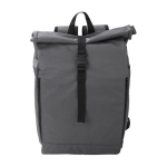 Sac à dos roll-top en RPET 600D avec fermeture velcro et boucle couleur gris première vue