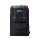 Sac à dos pour PC 15” en RPET à rabat et poche à fermeture magnétique couleur noir avec zone d'impression