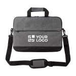 Sacoche pour ordinateur portable 15” en polyester 600D à poche avant couleur gris avec zone d'impression