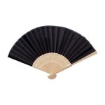 Eventail en bambou avec motifs décoratifs sur le brin couleur noir première vue