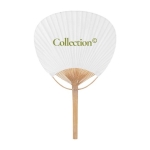 Eventail style pai pai avec manche en bambou personnalisable couleur blanc deuxième vue